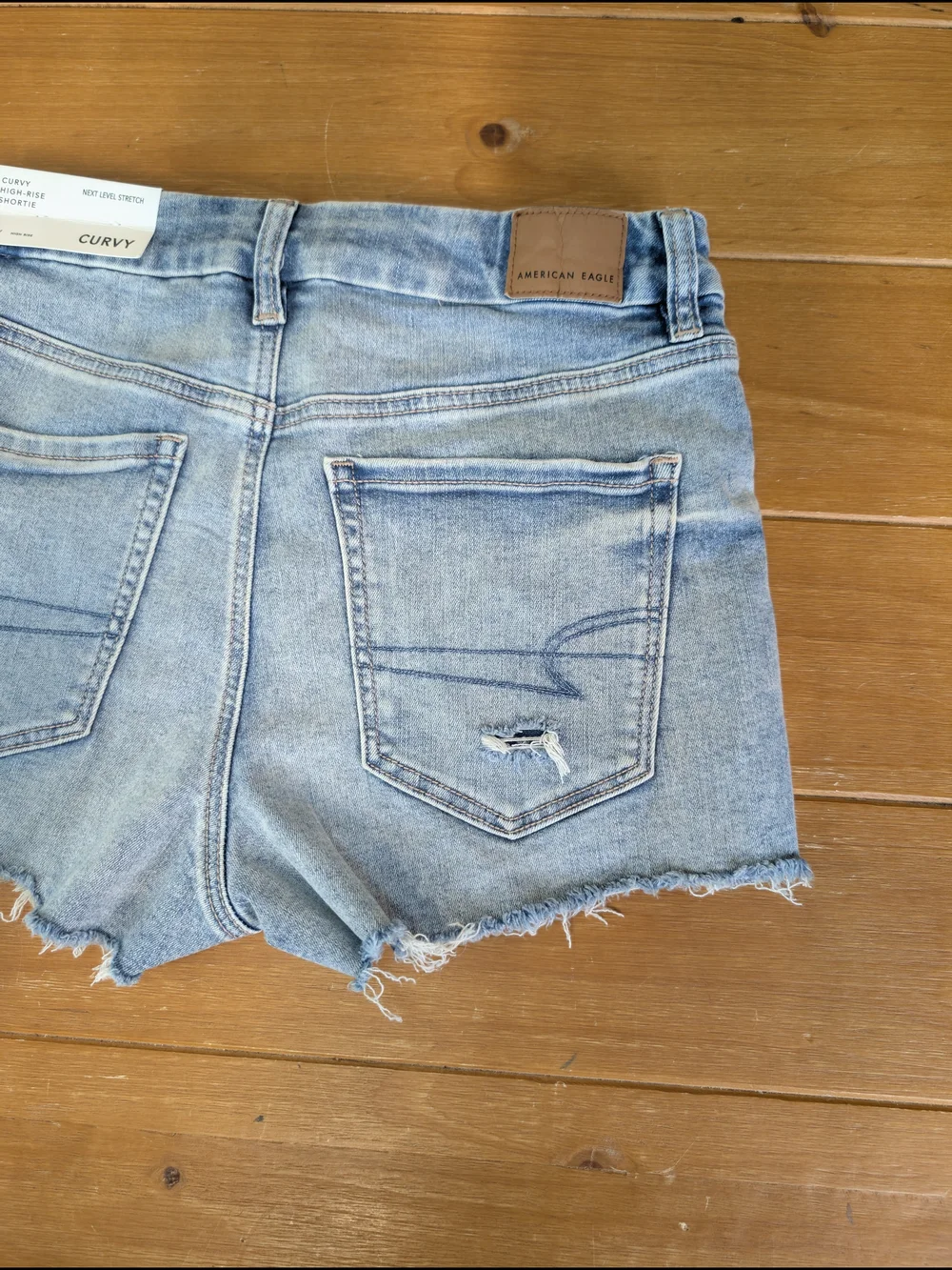 AEO Hi Rose Shortie Shorts Light Wash NWT
